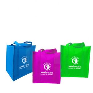 Sac fourre-tout en tissu non tissé laminé écologique, imprimé sur mesure, réutilisable, avec logo personnalisé, sacs de rangement découpés en D en tissu non tissé - Product Image 1