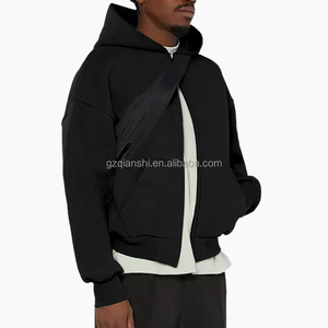 Fabricant de sweats à capuche personnalisés à double fermeture éclair, coupe ample, avec broderie, essentiels, noirs, vierges, épais, courts et zippés - Product Image 2