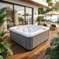 Bain à remous compact VIRLUX avec éclairage LED et cascade pour petit jardin, design de baignoire de salle de bain et bain spa
