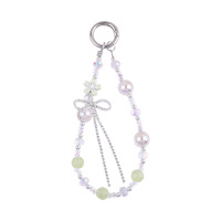 Exquis à la mode cristal perle fleur arc porte-clés coloré suspendu décoration PVC incontournable personnalisé bijoux à la mode