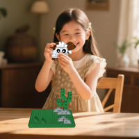 Juego de bloques de construcción de ovejas personalizadas OEM de PUNGROW para niños, bloques para mascotas, serie bonita, Material ABS, juguete, ladrillos de animales ensamblados en 3D