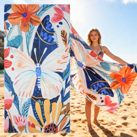Serviette de plage sportive d'été en microfibre à séchage rapide, imprimée, fantaisie, écologique, recyclée, sans sable, par sublimation, vente en gros