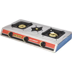 Cuisinière à gaz 3 brûleurs en acier inoxydable, flamme bleue, allumage piézoélectrique, pour la maison, l'hôtel et l'extérieur - Product Image 1