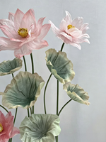 M879 Ensemble de décoration géant en fleurs de lotus en organza, arrangement de lotus artificiel en soie fait main pour vitrine de centre commercial, toile de fond de mariage, et point photo