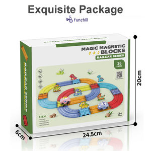 Jouet de voiture de course magnétique en plastique 3D 26 pièces Jouets magiques de dinosaures Créativité Tuiles magnétiques éducatives pour enfants - Product Image 3