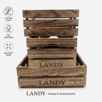 Caisse en bois rustique haut de gamme avec logo personnalisé, emballage en caisses superposables, présentoir en bois pour la vente au détail, décoration intérieure, coffret cadeau