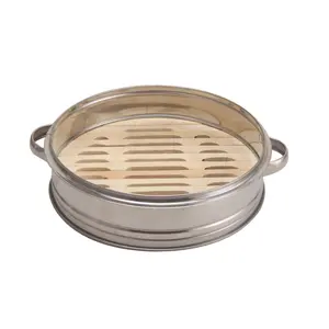 Lager verfügbar Edelstahl Food Steamer Pot Bambus Dampfer Korb