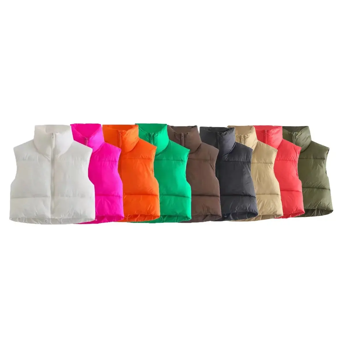 Phụ Nữ Tùy Chỉnh Puffer Bong Bóng Crop Vest Áo Khoác Puff Ladies Áo Khoác Xuống Áo Khoác Cộng Với Kích Thước Phụ Nữ Mùa Đông Thời Trang Cô Gái Áo Khoác