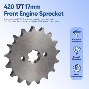 工場直販 420 17T 17mm フロントスプロケット 50-160cc Lifan Loncin Zongshen Roketa Coolster Sunl ダートバイク ATV ゴーカート用 - Product Image 2