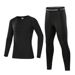 Commercio all'ingrosso T-Shirt Manica Lunga Stretto Tuta di Compressione di Calcio Sotto Strato di Base Leggings Palestra In Esecuzione di Abbigliamento - Product Image 6
