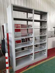 Meubles de bibliothèque en métal pour écoles et universités modernes, bibliothèque en acier double face avec 6 niveaux de rangement, serrure à clé, montage facile - Product Image 3