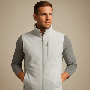 Gilet de golf zippé à coque souple avec logo personnalisé pour hommes, vêtements d'athlétisme réversibles vintage pour l'été, respirant, confortable et sans manches - Product Image 1