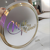 Letrero Comercial Personalizado de Acrílico, Letrero Redondo de Acrílico con Retroiluminación para Decoración de Salón