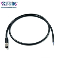 Rangkaian Kabel M8 3 Posisi Female Straight Molded Berkode A dengan Terminal Cincin Sekring Bilah, Panjang Kustom untuk Distribusi Daya