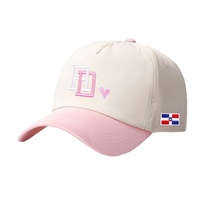 Gorra de Béisbol Bicolor Rosa y Blanca con Bordado de Letras, Unisex, Ajustable, de Algodón, para Deportes y Uso Casual al Aire Libre