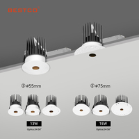 Micro lampes encastrées sténopé à LED blanc chaud de 2 pouces avec J-Box Spot de plafond encastré à 24 ° pour éclairage superposé pour hôtel