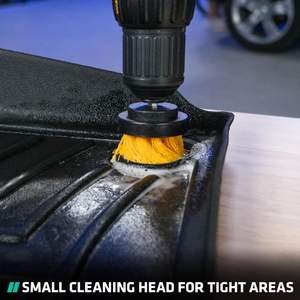 2 Pack nero e giallo trapano alimentato tappeto spazzole per la <span class=keywords><strong>pulizia</strong></span> interna <span class=keywords><strong>autolavaggio</strong></span> spazzola per la <span class=keywords><strong>pulizia</strong></span> dei dettagli per auto - Product Image 5