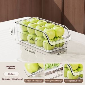 Caja de Almacenamiento Transparente para Refrigerador, de Plástico de Grado Alimenticio, para Huevos, Verduras y Frutas, con Ruedas - Product Image 6