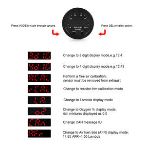 เกจวัดอัตราส่วนผสมอากาศกับน้ำมันเชื้อเพลิงแบบดิจิตอล LSU4.9 เซ็นเซอร์ออกซิเจนแบบบรอดแบนด์ 52 มม. เกจวัดความเร็วสำหรับรถบรรทุก X Series 30-0300 2-1/16 นิ้ว - Product Image 5