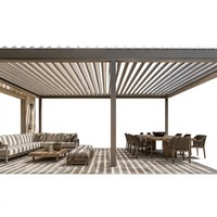 Pergola de luxe B2B sur mesure 4x7m en aluminium à grain de bois, écologique, anti-neige, pour jardinage extérieur et restaurants