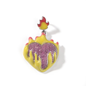 Nuovo bagliore alla moda nel buio pavimentato zircone collana Tennis olio gocciolante ghiaccio luminoso smalto cuori girocollo principalmente in ottone - Product Image 4
