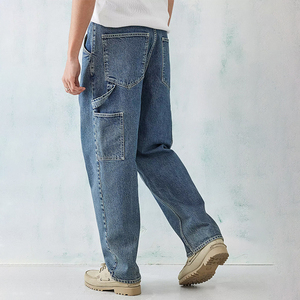 2023 Printemps Automne Grande Vente Jeans Homme Logo Personnalisé 100% Coton Bleu Droit Ample Multi-Poches <span class=keywords><strong>Pantalon</strong></span> Cargo de Travail Charpentier - Product Image 3