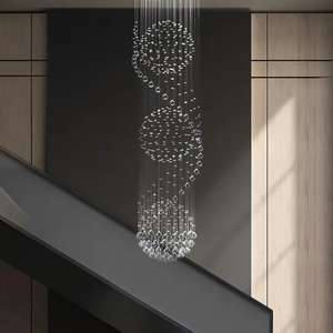 Venda quente Luxo Moderno Enchanting Fixture Espiral Três Esfera Raindrop Dazzling K9 Espumante Cristal Teto Lustre Iluminação - Product Image 4