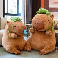 Peluche géante de capybara Ditucu avec sac à dos tortue, grande peluche de capybara douce et épaisse, jouet en peluche surdimensionné pour cadeau