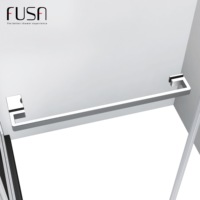 Pintu Kaca Shower Tempered Glass Transparan FUSA 8mm untuk Kamar Mandi, 1 Pintu Pivot, 2 Panel Tetap, Gagang Stainless Steel 304, OEM/ODM