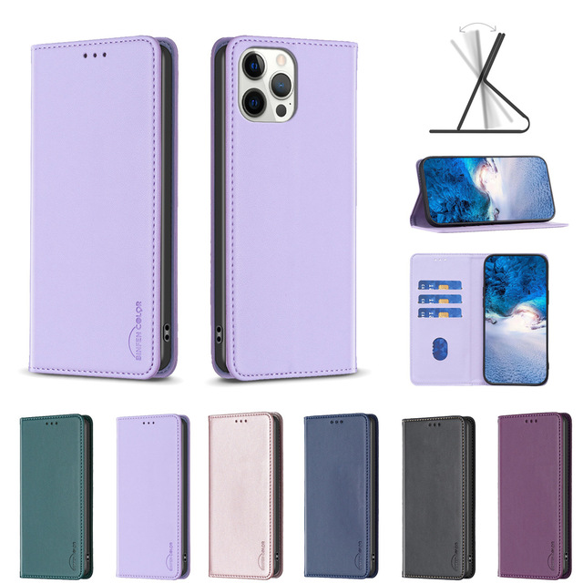 Wholesale Fashion Business Magnetic Flip Wallet Leather Cell Phone Case for iPhone 17 16 15Promax Card Holder Mobile Purse Cover