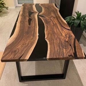 <span class=keywords><strong>Tavolo</strong></span> da Pranzo <span class=keywords><strong>Quadrato</strong></span> Moderno ed Ecologico in <span class=keywords><strong>Legno</strong></span> di Noce Massiccio e Resina Epossidica per Casa o Hotel - Product Image 2