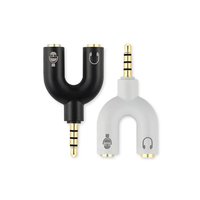 Adaptor Y Splitter Headphone 3.5mm Berlapis Emas 4 Pole 3.5mm Male ke 3.5MM Headphone MIC Female Plugs Audio Stereo Converter
