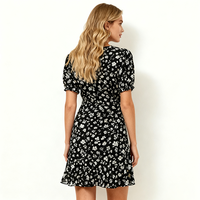 OEM Maßgeschneiderte Günstige Casual Plus Size Damenkleidung V-Ausschnitt Damen Casual Vintage Kleid Elegantes Damenkleid Blumen Midi-Kleid