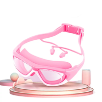 Masques de natation pour enfants à grande monture, haute définition, anti-buée, design monobloc, vision large, avec bouchons d'oreilles