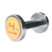 Produits brevetés Équipement de fitness à domicile mode ronde chromée avec pièce de bois haltères en acier inoxydable haltères