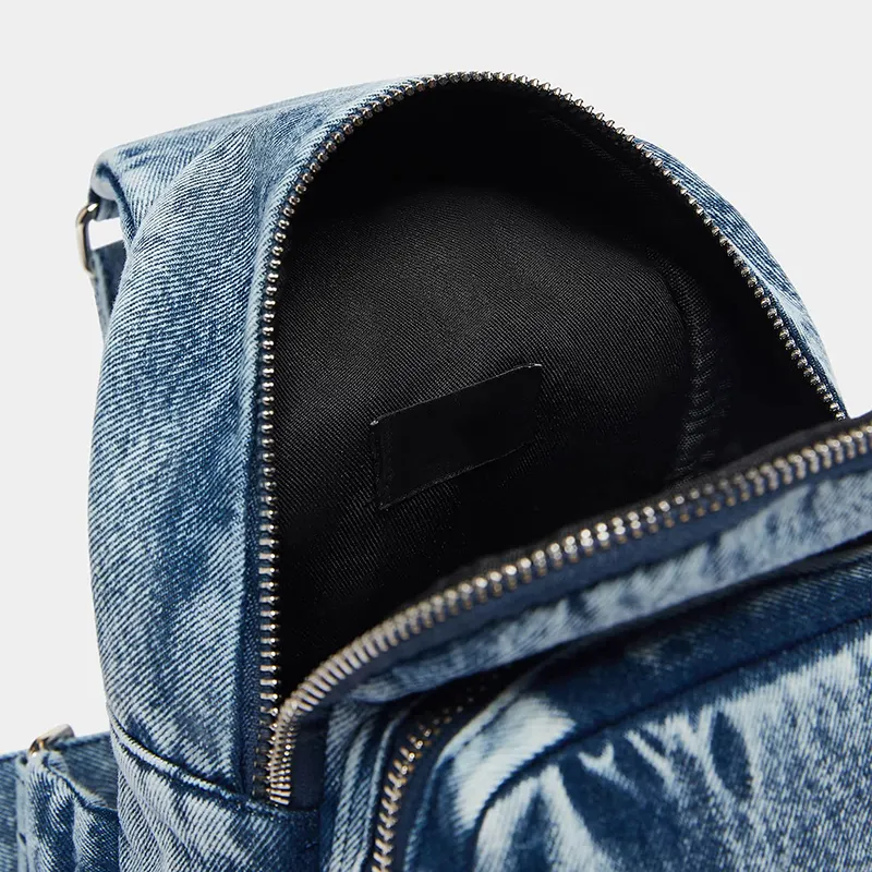 MR Stylish Sac à bandoulière personnalisé pour appareil photo pour femmes Mini sac à dos en denim à bandoulière