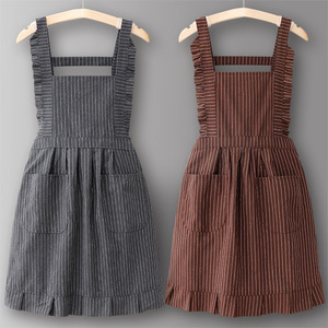 Tablier de cuisine coréen personnalisé pour femme, de haute qualité, pour l'été, usage domestique, robuste, lavable, durable, en pur coton - Product Image 1