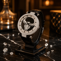 Montre à cadran rond, montre-bracelet à quartz en cristal saphir, bracelet en cuir, affichage à aiguilles étanche pour hommes