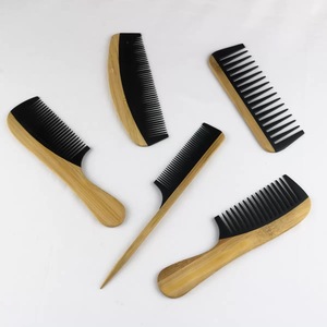Anti-Statische Bakeliet En Bamboe Brede Tand Kam Zwarte Reinigingsborstels Haarborstel - Product Image 3