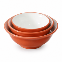 Vente en gros de bols à riz en mélamine brillante orange et blanche de 5 à 8 pouces, empilables, compatibles lave-vaisselle, pour restaurant, hôtel, cuisine