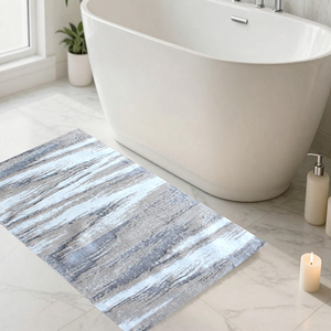 Alfombra de Baño y Alfombra de Ducha de Jacquard Abstracto Teñido con Hilo de Algodón Reciclado Julia, Producción Personalizada 60X100cm - Hecho en Turquía - Product Image 1