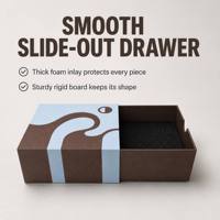 Boîte à bijoux rigide coulissante avec insert en éponge, boîte cadeau de luxe pour bagues avec rembourrage en mousse, boîte de rangement pour bagues de mariage