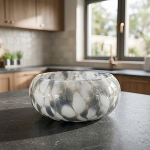 Bol en verre rond de luxe avec motif galet, passe au lave-vaisselle, récipient décoratif moderne pour la maison - Product Image 2