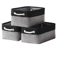 Boîte de rangement pliable en toile 3 pièces 14x10x7 pouces Design classique Capacité 10-20L pour organiser vêtements, cadeaux, jouets