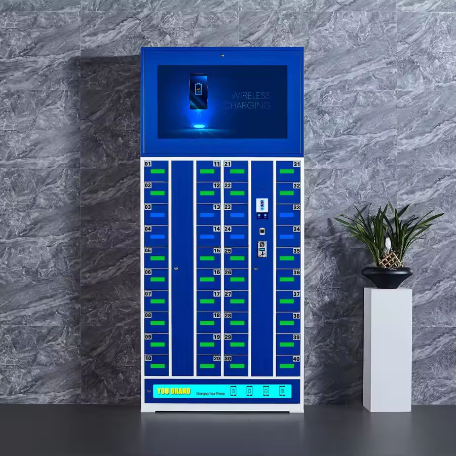OEM ODM Customizable Multilingual Advertising Display 7-inch Screen Self-Set Password Smart Mobile Phone Charging Locker