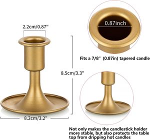 Set of 2 Small Vintage Gold Metal Taper <strong>Candle</strong> Sticks Elegant Low <strong>Hanging</strong> <strong>Candle</strong> Holders for Home Decoration Weddings Parties - Product Image 6