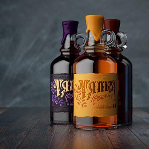 Bouteille en verre transparente 750ml Vintage Container Bouteilles en verre vides avec poignée en boucle pour jus de bière Kombucha Mead Malt Vin - Product Image 2