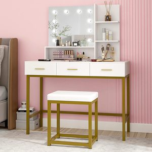 Style nordique Mdf marbre blanc Kommode maquillage dressing or acier métal Led stockage <span class=keywords><strong>commode</strong></span> meubles Table de courtoisie <span class=keywords><strong>et</strong></span> miroir - Product Image 1