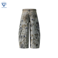 YUANBOFEI Jean en denim streetwear bleu coupe droite, délavé, respirant, écologique, décontracté, pour hommes et femmes, de haute qualité