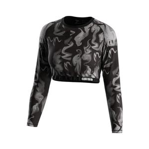 T-shirt de sport pour femme en gros, hauts de gym pour femme, t-shirt court à manches longues et haut court pour femme - Product Image 1